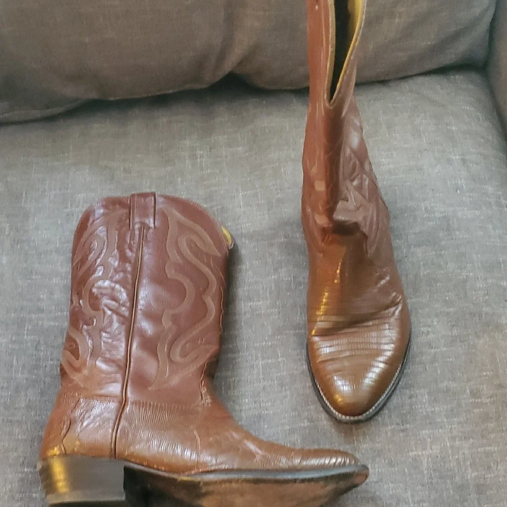 Nocona Tan Leather Cowboy Boots - Picture 3 of 3